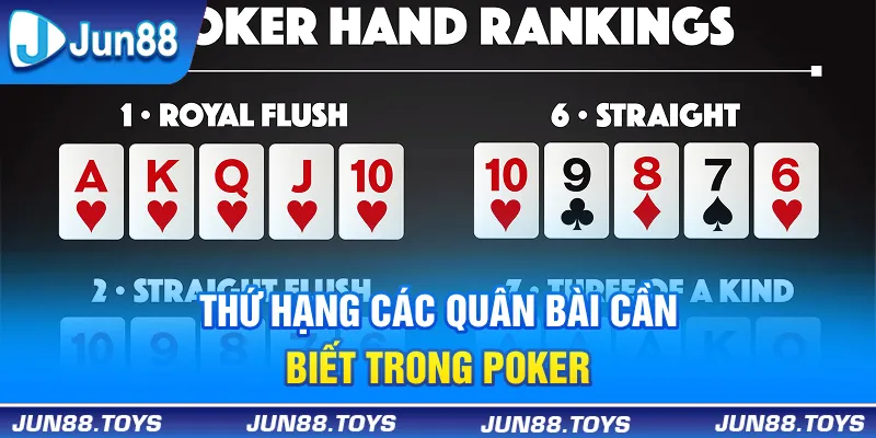 Thứ hạng các quân bài cần biết trong Poker 